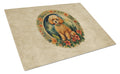 Poodle Christmas Flowers Cutting Board Tempered Glass Kitchen Cutting Surface, Heat Resistant Chopping, Non-Slip Feet, Food Prep & Serving