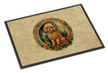 Poodle Christmas Flowers Doormat Indoor Outdoor 18H X 27W Front Door Mat Rugs for Entryway, Non Slip Washable
