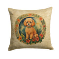 Poodle Christmas Flowers Decorative Throw Pillow 18x18 Indoor Outdoor Accent Cushion, Fabric Cover with Insert for Sofa, Bed, Porch & Living Room