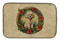 Poodle Christmas Flowers Dish Drying Mat Absorbent Dish Drying Mat Pad for Kitchen Counter Dish Drainer Mat for Countertop, 14 x 21", Multicolor