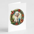 Poodle Christmas Flowers Greeting Cards Pack of 8 Blank Cards with Envelopes Whimsical A7 Size 5x7