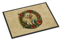 Poodle Christmas Flowers Doormat Indoor Outdoor 18H X 27W Front Door Mat Rugs for Entryway, Non Slip Washable
