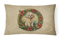 Poodle Christmas Flowers Decorative Throw Pillow 12x16 Indoor Outdoor Accent Cushion, Fabric Cover with Insert for Sofa, Bed, Porch & Living Room