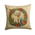 Poodle Christmas Flowers Decorative Throw Pillow 18x18 Indoor Outdoor Accent Cushion, Fabric Cover with Insert for Sofa, Bed, Porch & Living Room