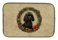 Poodle Christmas Flowers Dish Drying Mat Absorbent Dish Drying Mat Pad for Kitchen Counter Dish Drainer Mat for Countertop, 14 x 21", Multicolor