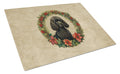 Poodle Christmas Flowers Cutting Board Tempered Glass Kitchen Cutting Surface, Heat Resistant Chopping, Non-Slip Feet, Food Prep & Serving