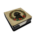 Poodle Christmas Flowers PU Leather Note Paper Holder with Artist-Designed Cover, Desk Accessory, Office Gift