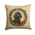 Poodle Christmas Flowers Decorative Throw Pillow 14x14 Indoor Outdoor Accent Cushion, Fabric Cover with Insert for Sofa, Bed, Porch & Living Room