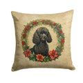 Poodle Christmas Flowers Decorative Throw Pillow 18x18 Indoor Outdoor Accent Cushion, Fabric Cover with Insert for Sofa, Bed, Porch & Living Room