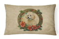 Poodle Christmas Flowers Decorative Throw Pillow 12x16 Indoor Outdoor Accent Cushion, Fabric Cover with Insert for Sofa, Bed, Porch & Living Room