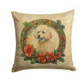 Poodle Christmas Flowers Decorative Throw Pillow 18x18 Indoor Outdoor Accent Cushion, Fabric Cover with Insert for Sofa, Bed, Porch & Living Room
