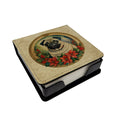 Pug Christmas Flowers PU Leather Note Paper Holder with Artist-Designed Cover, Desk Accessory, Office Gift