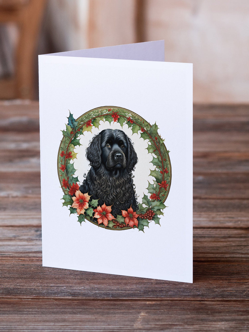 Puli Christmas Flowers Greeting Cards Pack of 8 Blank Cards with Envelopes Whimsical A7 Size 5x7