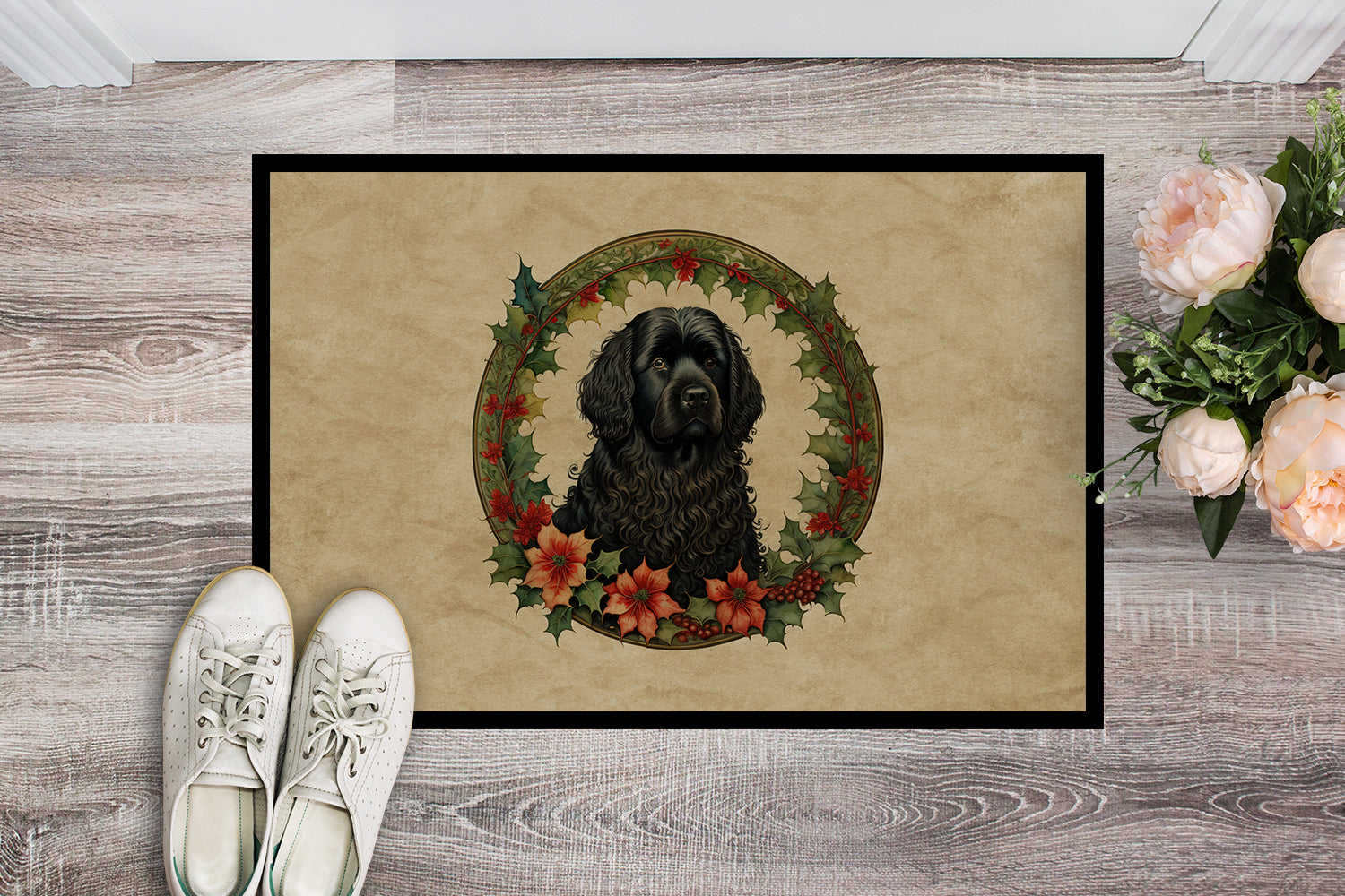 Puli Christmas Flowers Doormat Indoor Outdoor 18H X 27W Front Door Mat Rugs for Entryway, Non Slip Washable