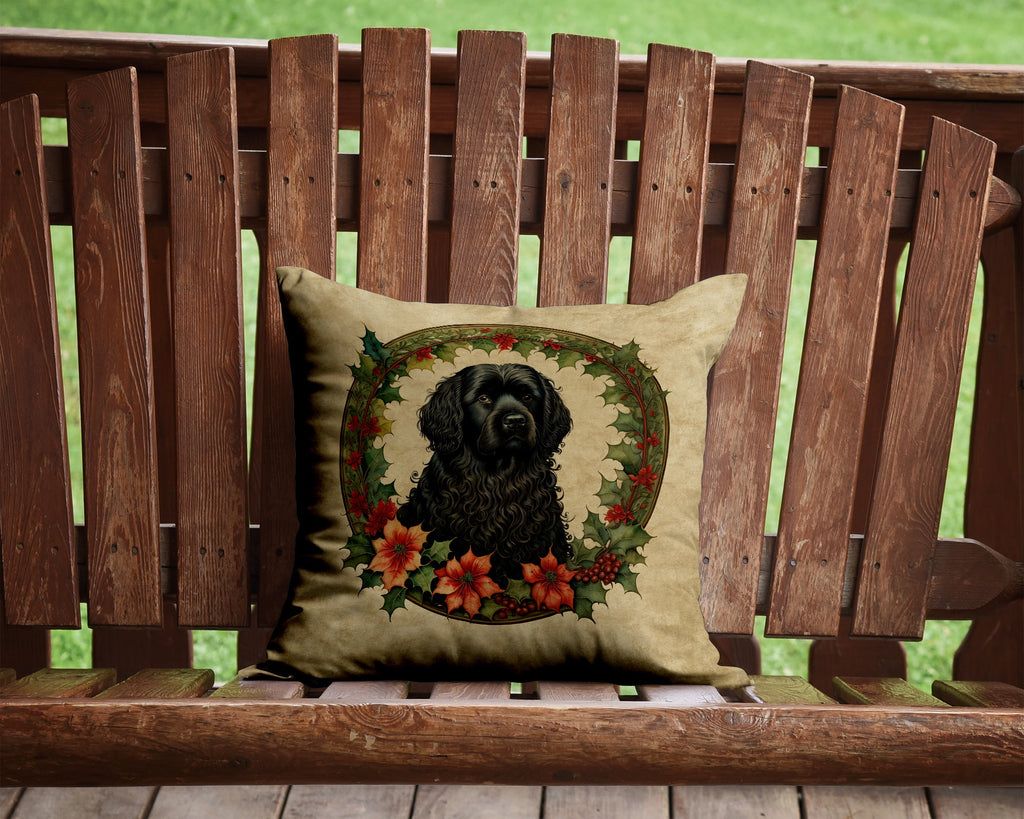 Puli Christmas Flowers Decorative Throw Pillow 14x14 Indoor Outdoor Accent Cushion, Fabric Cover with Insert for Sofa, Bed, Porch & Living Room