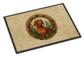 Red Redbone Coonhound Christmas Flowers Doormat Indoor Outdoor 24H X 36W Front Door Mat Rugs for Entryway, Non Slip Washable Low Pile,