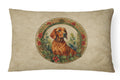 Red Redbone Coonhound Christmas Flowers Decorative Throw Pillow 12x16 Indoor Outdoor Accent Cushion, Fabric Cover with Insert for Sofa, Bed, Porch & Living Room