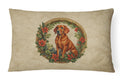 Red Redbone Coonhound Christmas Flowers Decorative Throw Pillow 12x16 Indoor Outdoor Accent Cushion, Fabric Cover with Insert for Sofa, Bed, Porch & Living Room
