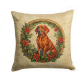Red Redbone Coonhound Christmas Flowers Decorative Throw Pillow 14x14 Indoor Outdoor Accent Cushion, Fabric Cover with Insert for Sofa, Bed, Porch & Living Room