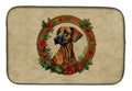 Rhodesian Ridgeback Christmas Flowers Dish Drying Mat Absorbent Dish Drying Mat Pad for Kitchen Counter Dish Drainer Mat for Countertop, 14 x 21", Multicolor