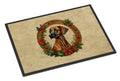 Rhodesian Ridgeback Christmas Flowers Doormat Indoor Outdoor 18H X 27W Front Door Mat Rugs for Entryway, Non Slip Washable