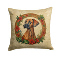 Rhodesian Ridgeback Christmas Flowers Decorative Throw Pillow 14x14 Indoor Outdoor Accent Cushion, Fabric Cover with Insert for Sofa, Bed, Porch & Living Room