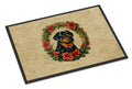 Rottweiler Christmas Flowers Doormat Indoor Outdoor 24H X 36W Front Door Mat Rugs for Entryway, Non Slip Washable Low Pile,