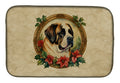Saint Bernard Christmas Flowers Dish Drying Mat Absorbent Dish Drying Mat Pad for Kitchen Counter Dish Drainer Mat for Countertop, 14 x 21", Multicolor
