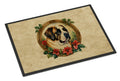 Saint Bernard Christmas Flowers Doormat Indoor Outdoor 24H X 36W Front Door Mat Rugs for Entryway, Non Slip Washable Low Pile,