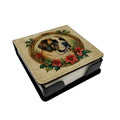 Saint Bernard Christmas Flowers PU Leather Note Paper Holder with Artist-Designed Cover, Desk Accessory, Office Gift