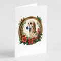 Saluki Christmas Flowers Greeting Cards Pack of 8 Blank Cards with Envelopes Whimsical A7 Size 5x7