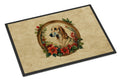 Saluki Christmas Flowers Doormat Indoor Outdoor 24H X 36W Front Door Mat Rugs for Entryway, Non Slip Washable Low Pile,