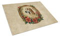 Saluki Christmas Flowers Cutting Board Tempered Glass Kitchen Cutting Surface, Heat Resistant Chopping, Non-Slip Feet, Food Prep & Serving