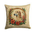 Saluki Christmas Flowers Decorative Throw Pillow 18x18 Indoor Outdoor Accent Cushion, Fabric Cover with Insert for Sofa, Bed, Porch & Living Room