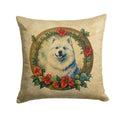 Samoyed Christmas Flowers Decorative Throw Pillow 18x18 Indoor Outdoor Accent Cushion, Fabric Cover with Insert for Sofa, Bed, Porch & Living Room