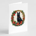 Schipperke Christmas Flowers Greeting Cards Pack of 8 Blank Cards with Envelopes Whimsical A7 Size 5x7