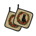 Schipperke Christmas Flowers Pot Holder Set of 2 Heat Resistant Quilted Hot Pads 7.5 x 7.5 Inch, Insulated Kitchen Trivets for Cooking & Baking
