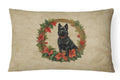Schipperke Christmas Flowers Decorative Throw Pillow 12x16 Indoor Outdoor Accent Cushion, Fabric Cover with Insert for Sofa, Bed, Porch & Living Room