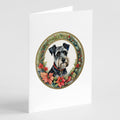 Schnauzer Christmas Flowers Greeting Cards Pack of 8 Blank Cards with Envelopes Whimsical A7 Size 5x7