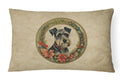 Schnauzer Christmas Flowers Decorative Throw Pillow 12x16 Indoor Outdoor Accent Cushion, Fabric Cover with Insert for Sofa, Bed, Porch & Living Room