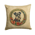 Schnauzer Christmas Flowers Decorative Throw Pillow 18x18 Indoor Outdoor Accent Cushion, Fabric Cover with Insert for Sofa, Bed, Porch & Living Room