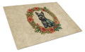 Scottish Terrier Christmas Flowers Cutting Board Tempered Glass Kitchen Cutting Surface, Heat Resistant Chopping, Non-Slip Feet, Food Prep & Serving