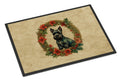 Scottish Terrier Christmas Flowers Doormat Indoor Outdoor 18H X 27W Front Door Mat Rugs for Entryway, Non Slip Washable