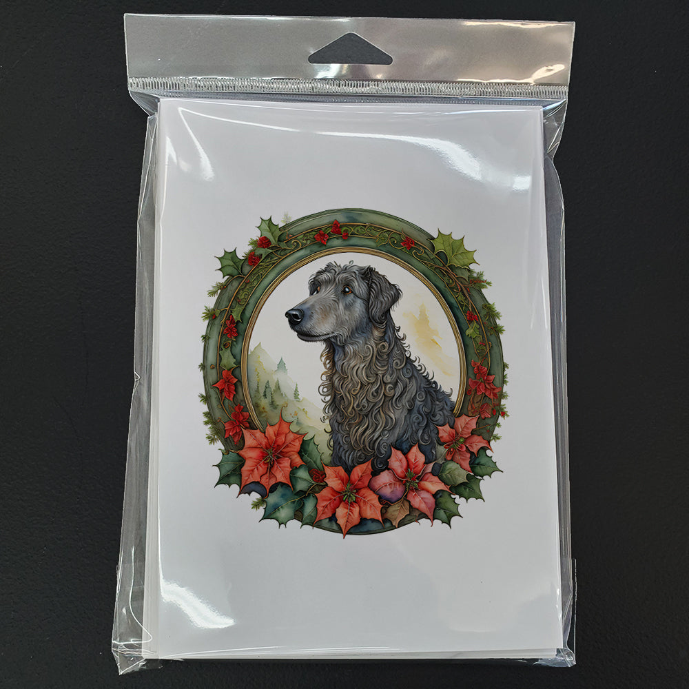 Scottish Deerhound Christmas Flowers Greeting Cards Pack of 8 Blank Cards with Envelopes Whimsical A7 Size 5x7