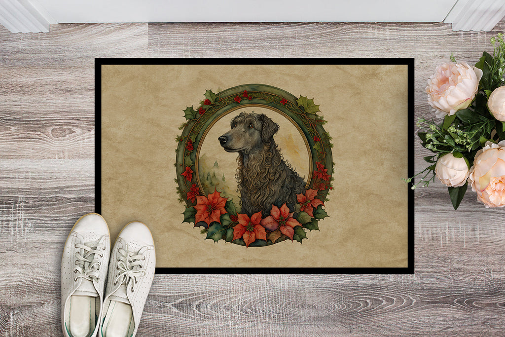Scottish Deerhound Christmas Flowers Doormat Indoor Outdoor 24H X 36W Front Door Mat Rugs for Entryway, Non Slip Washable Low Pile,