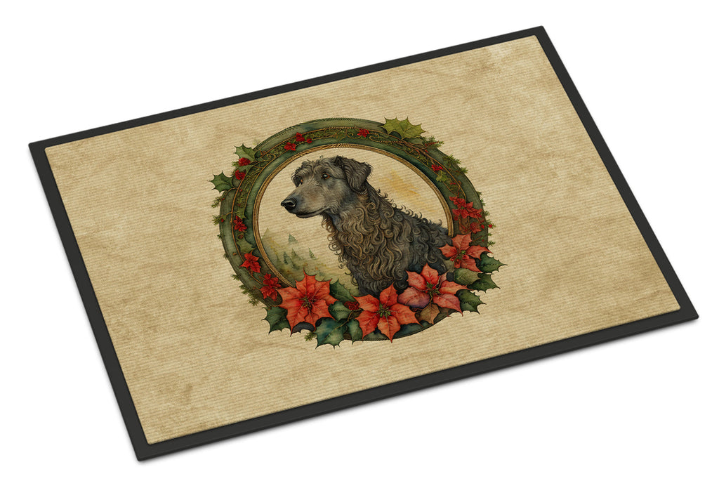 Scottish Deerhound Christmas Flowers Doormat Indoor Outdoor 18H X 27W Front Door Mat Rugs for Entryway, Non Slip Washable