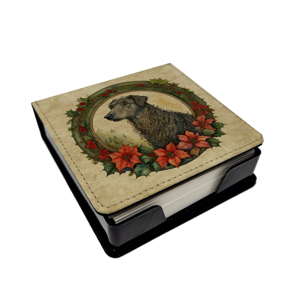 Scottish Deerhound Christmas Flowers PU Leather Note Paper Holder with Artist-Designed Cover, Desk Accessory, Office Gift