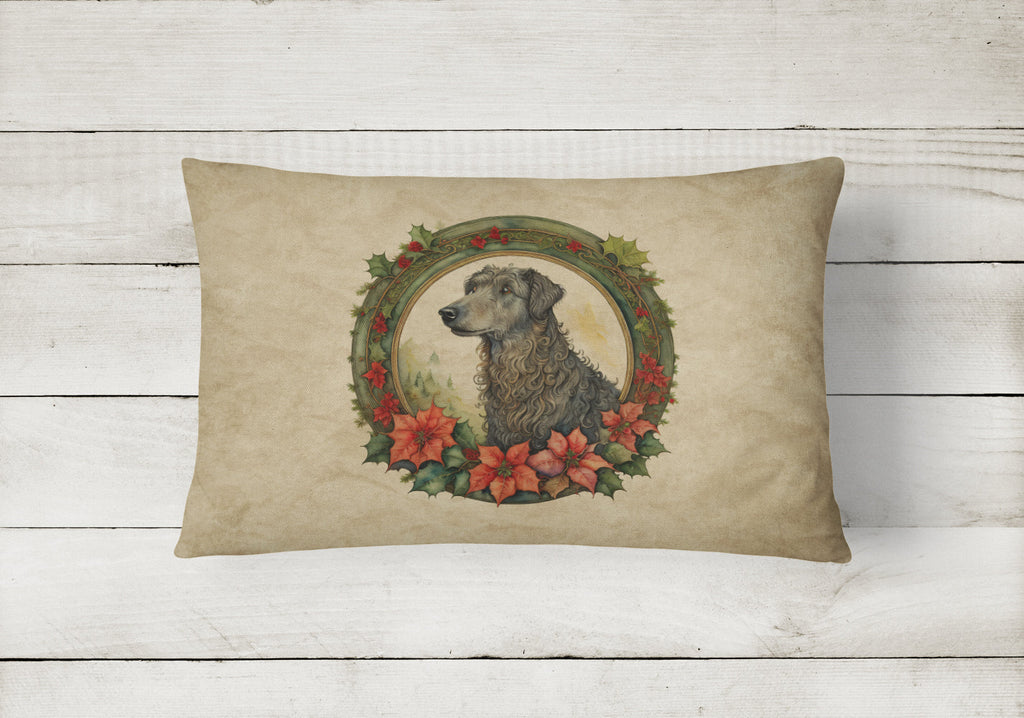 Scottish Deerhound Christmas Flowers Decorative Throw Pillow 12x16 Indoor Outdoor Accent Cushion, Fabric Cover with Insert for Sofa, Bed, Porch & Living Room