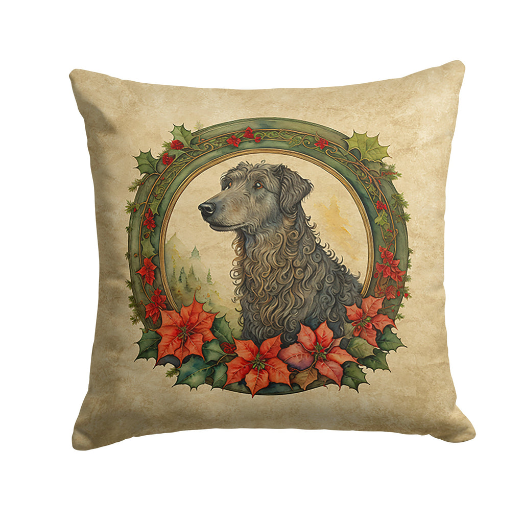 Scottish Deerhound Christmas Flowers Decorative Throw Pillow 14x14 Indoor Outdoor Accent Cushion, Fabric Cover with Insert for Sofa, Bed, Porch & Living Room
