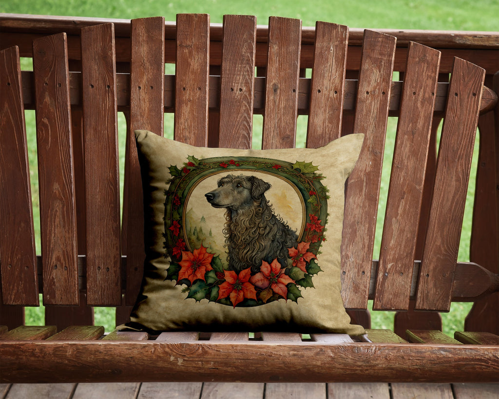 Scottish Deerhound Christmas Flowers Decorative Throw Pillow 14x14 Indoor Outdoor Accent Cushion, Fabric Cover with Insert for Sofa, Bed, Porch & Living Room